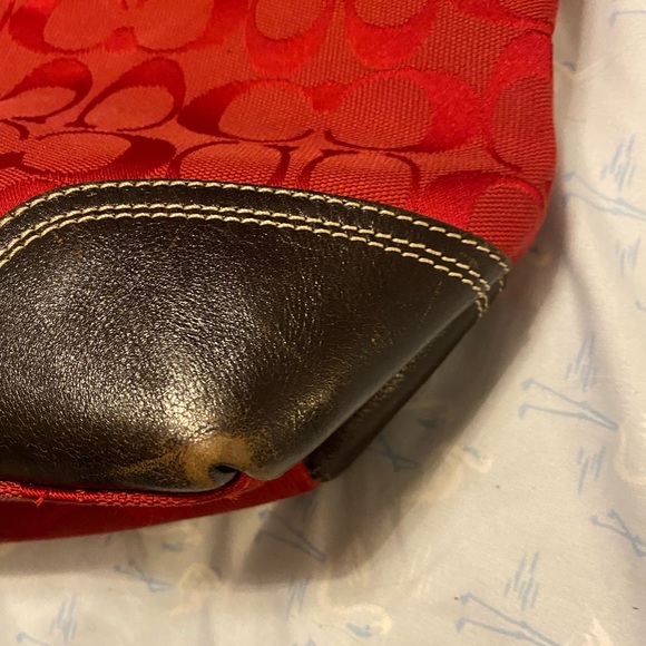 Coach Red Canvas Purse - Picture 5 of 9